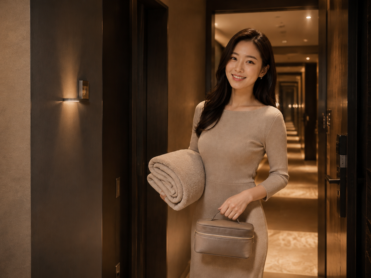 성남 야탑 방문 홈케어 일정을 준비하는 젊은 성인 한국 여성 관리사
